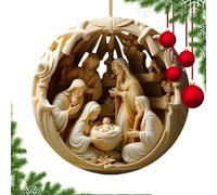 De Escena De La Natividad | Conjunto De De Navidad Para Decoraciones De Árboles | De Árbol De Natividad Acrílico 2D | Natividades De Jesús Redondas De Acrílico, Decoración
