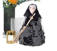De Escoba De Brujas - Figura De Vacaciones De Miedo, Muñeca Espeluznante, Arte De Halloween Rústico | Estilo De Tela Vintage Hecho A Mano Styling, Personaje Encantado Guar