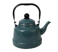 de esmalte silbante para estufa - de esmalte con asa fría al tacto para decoración de cocina (verde, 1,1 L)