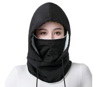 de esquí genérica - 13,78 Pulgadas Termal Invierno Måsk | Windproof Impermeable Hood - poliéster PU Fleece Lined Adjustable Drawstring Neck Warmer For Skiing Cycling Running Hiking, Negro