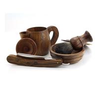 de estilo de madera 4 unidades Afeita Set Brocha de Afeitar, navaja de afeitar, Afeita Jabonera de haryali London en Rose Wood