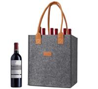 de fieltro para botellas de vino, 6 divisiones, de mano reutilizable para vino, botellas de bebidas, picnic, , camping, viajes y aventuras al aire libre, 9.06 x 7.09 x 10.24