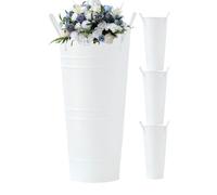 de flores, 4 piezas de metal galvanizado alto decorativo de 4.33 pulgadas, cubo francés de granja con asas, para mesa de cocina, hogar, entrada, dormitorio, sala de estar,