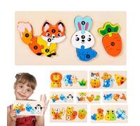 de forma animal para niños, de forma de animal de madera - Bloques de madera de emparejamiento de patrones de animales para niños | de clavijas coloridas 3D, juegos de mesa de desarrollo educativo tem