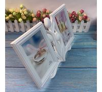 de fotos de 2 agujeros, de boda, de mesa de escritorio, marcos rústicos, de fotos decorativo, soporte de fotos, de fotos de madera, decoración del hogar, de madera de bambú