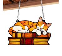 de gato, de acrílico de 20 cm, decoración de escritorio de gatito, colgante decorativo para ventana, arte de pared con temática de animales, decoración del hogar al aire libre