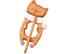 de gato de madera - Pin de animal de dibujos animados, accesorio de ropa vintage, lindo creativo | decorativo para mujer, suéteres, chales, bufandas, chaquetas, vestidos, coleccio