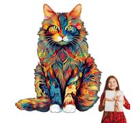 de gato de madera - RompecabezasD'Arte Felino, Patrón Animal Complejo, Juguete Artesanal Decorativo | Diseño Artístico De PuzzlesAnimal Tallado, Elegante Abstracto Escultura De Gato
