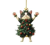 de gato de Navidad - colgante de acrílico retrovisor, decoración | Material estable Lindo accesorio colgante para espejo de vehículo Árbol de Navidad Pantalla estacional