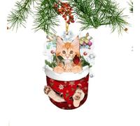 de Gato de Navidad | Decoraciones acrílicas de Gatos Coloridos Interiores para decoración de árbol de Navidad, Decoraciones navideñas