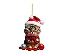 de Gato para árbol de Navidad - Juego de Colgante de Gato Colgante 2D de 5 Piezas, decoración de de Gatito Colorido Realista | Linda decoración de Fiesta de cumpleaños para Puerta