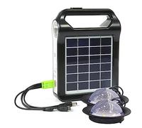 De generador de almacenamiento energía Panel Solar recargable portátil 6V cargador USB con iluminación lámpara Kit for el hogar FáCil InstalacióN(3000mah and two bulb)