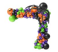 de Globos de Halloween - Kit de Guirnalda | Globos Negros, Naranjas, Blancos, Plateados y de Confeti con Telarañas, Calaveras Fantasmas, Perfectos para Fiestas y Eventos de Halloween Infantil