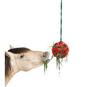 de heno con bola de golosinas para caballos, juguete de alimentación estable para colgar, juguete de alimentación para aliviar el estrés para caballos, cabras, ovejas, diseño duradero para