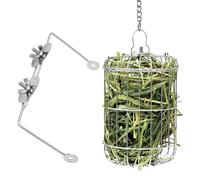 De Heno para Conejos, Pesebre De Acero Inoxidable con Dispensador De Cuencos, Soporte De Cadena, Accesorio De Alimentación para Mascotas Pequeñas para Jaula De Conejo, Chinchilla, Hámster, Co