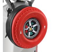 de herramientas para motocicleta, bolsillo frontal mediano de piel sintética, almacenamiento impermeable con cremallera, diseño en forma de neumático, práctica de tenedor para motos y