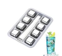 de hielo de metal, 8 piezas de piedras de whisky enfriadoras de metal, de hielo recongelables, 6 x 4.4 x 1.2 pulgadas, para bebidas, whisky bourbon, vodka, ginebra, licores, vino, cerveza