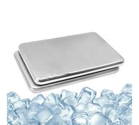 de Hielo Reutilizable para Portátil - 2 Bandejas de Acero Inoxidable Recargables,s de Hielo Planas - para Viajes, Camping, Barbacoa, Picnic, Playa, Trabajo, Escuela, Preparar Comidas,