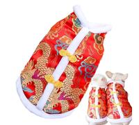 de Invierno - Cheongsam Chaleco Traje Bordado Disfraz Grueso Ropa cómoda | Adecuado para Gatos, Perros pequeños, de Peluche, Bichons, Año Nuevo, Festival, celebración,