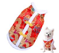 de Invierno - Cheongsam Chaleco Traje Bordado Disfraz Grueso Ropa cómoda | Adecuado para Gatos, Perros pequeños, de Peluche, Bichons, Año Nuevo, Festival, celebración,