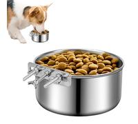 de jaula para mascotas, cuenco colgante de agua y comida para perros, plato de acero inoxidable, accesorio de para alimentos secos y húmedos, herramienta de alimentación portátil para