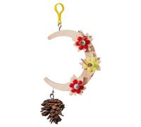 de jaula para pájaros - Soporte para periquitos de 25 cm, colgante de madera, plataforma lunar con función de hamaca, decoración para pájaros pequeños, tórtolas, pinzones, canarios
