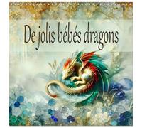 De jolis bébés dragons (Calendrier mural carré 2026 30x30 cm) Calendrier double avec une page pour vos prises de notes: Bébé dragon endormi aux couleurs des rêves.