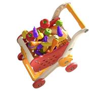 De Juego Para Niños Con 28 Accesorios De Alimentos - Cesta De Mercante Juguete De Imitación Para Juegos De Roles | Material ABS, Ruedas Rodando Suavemente, Uso Interior Y Exterior Para Niños