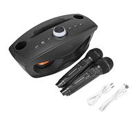 de Karaoke Bluetooth, Altavoz Home KTV Karaoke Speaker con Dos micrófonos (Negro) Dos micrófonos admiten teléfono/USB/Tarjeta TF/Entrada AUX Altavoz portátil para Fiesta en casa