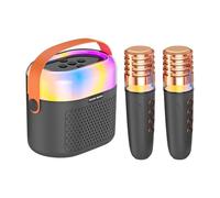 De Karaoke para Niños, Máquina De Canto Portátil con 2 Micrófonos Inalámbricos, Batería De 1200 MAh | Set De Karaoke Familiar para Hogar, Máquina De Música para Fiestas Infantiles Y Ocio, Sist
