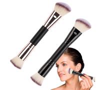 De La Base: De Maquillaje De Doble Extremo, De Polvo De Cerdas | De Mezcla De Belleza, Herramienta De Contorno De Alta Densidad Para La Base De Líquido Y Crema,