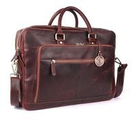 DE LAMASSU Aiden - Maletín de piel para ordenador portátil, unisex, hasta 16 pulgadas, con compartimento organizador, cinta y envoltorio de regalo, marrón