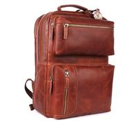 DE LAMASSU Alfred - Mochila de piel auténtica para ordenador portátil, para hombre y mujer, hasta 17 pulgadas, correa con ruedas, aspecto vintage, caja de regalo de lujo, Coñac Oscuro, 17 Zoll