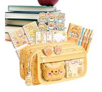 de lápices de ojos, gran capacidad para estudiantes, Aesthetic Pencil Pouch for Girls & Boys, Back to School Supplies for Classroom & Home, Durable Canvas Travel Bag, Brown Bear