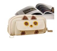 de lápices para,Estuche para lápices de | Estuche para lápices con | diseño de gato bordado | Bolsa de lápiz con cremallera, organizador de escritorio, bolsa de lápiz estético, de
