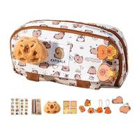de lápiz de Capybara, amplia capacidad, amplia capacidad, diseño abierto, multicapa, ideal para escuela, trabajo, viajes, adolescentes, niños, maestros, artistas, Luz Coffee, Se référer au