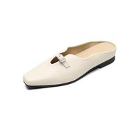 de Las Mujeres Sandalias Zapatillas de Verano Exterior cómodo y Elegante Trabajo Mocasines Zapatos Temperamento Cuadrado Cabeza Suave Antideslizante Zapatos de Ballet de la Corte Beige 38