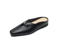 de Las Mujeres Sandalias Zapatillas de Verano Exterior cómodo y Elegante Trabajo Mocasines Zapatos Temperamento Cuadrado Cabeza Suave Antideslizante Zapatos de Ballet de la Corte Negro 36