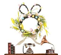 De Liebre De Pascua: Botín De Conejito, De Huevo De Una Sola Unidad para Exhibición De Pasillo, Círculo De Sauce De Conejo con Flores Mixtas, Artículo De Jardín, Aro Botánico Festivo Par