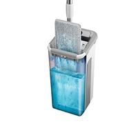 de Limpieza de Suelos Planos, Juego de fregona y escurridor de Cubo para el hogar, Juego de Almohadillas de Microfibra para Manos, eficiente eliminación de Suciedad, Combo de Cubo de fregona