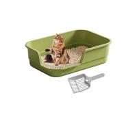 de litro de gato semi-empotrada - PP de entrada baja de alta cara 19.3x5.1in | Inodoro para mascotas antisalpicaduras con cucharada | de litro de gato Senior - Interior Apartment Home
