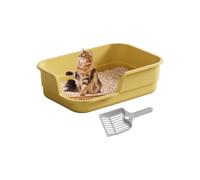 de litro de gato semi-empotrada - PP de entrada baja de alta cara 19.3x5.1in | Inodoro para mascotas antisalpicaduras con cucharada | de litro de gato Senior - Interior Apartment Home