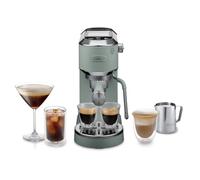 De’Longhi Dedica Duo - Perfetto Cafetera Espresso Manual Compacta con Espumador de Leche Manual, para Espresso, Cappuccino y Cold Brew, Iconos Táctiles en Color, Ancho 15 cm, Verde (EC890.GR)