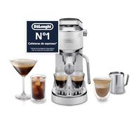 De’Longhi Dedica Duo - Perfetto Cafetera Espresso Manual Compacta con Espumador de Leche Manual, para Espresso, Cappuccino y Cold Brew, Iconos Táctiles en Color, Ancho 15 cm, Blanco (EC890.WI)