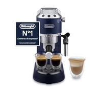 De’Longhi Dedica Style - Perfetto Cafetera Espresso Manual Compacta, Espumador de Leche Manual para Espresso y Cappuccino, Compatible con Monodosis ESE, Panel con Botones, Ancho 15 cm, Azul (EC685.BL)