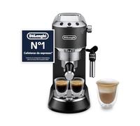 De’Longhi Dedica Style - Perfetto Cafetera Espresso Manual Compacta, Espumador de Leche Manual para Espresso y Cappuccino, Compatible con Monodosis ESE, Panel con Botones, Ancho 15cm, Negro (EC685.BK)