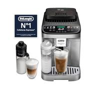 De’Longhi Magnifica Duo - Perfetto Cafetera Superautomática con Sistema LatteCrema, Espumador de Leche Automático, 20 Bebidas Frías y Calientes, Pantalla a Color, Plateado Cepillado (ECAM332.80.SXB)