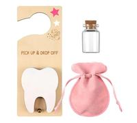 de los dientes, soporte de madera y franela con bolsillo para dinero mágico, juego de regalo con álbum de colorear para niños, promueve hábitos dentales para niñas y niños, tamaño