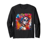 De Los Muertos La Catrina Day of The Dead Sugar Skull Women Manga Larga