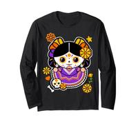De Los Muertos La Catrina Day of The Dead Sugar Skull Women Manga Larga